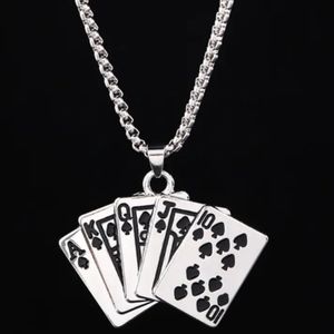 Poker cards stainless steel men's necklace
